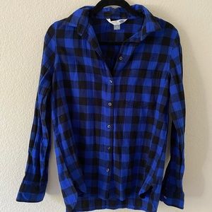 Navy blue and black flannel